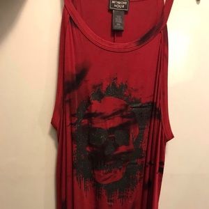 Midnight hour red tank with black skull